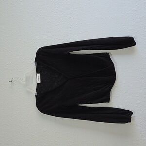 AVAH Pleated V-Neck Faux Wrap Longsleeve Blouse